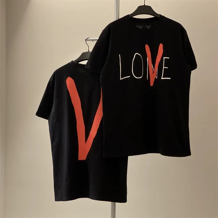 Vlone Hand-Drawn "LONE" Graphic T-Shirt - Black/Red