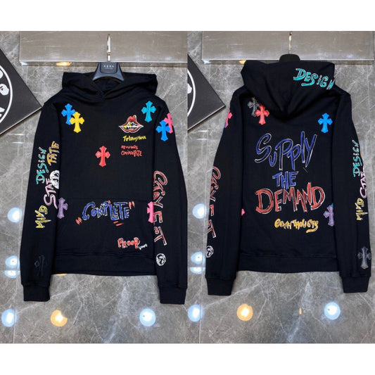 Chrome Hearts "Supply the Demand" Multi-Color Cross Hoodie (Black)