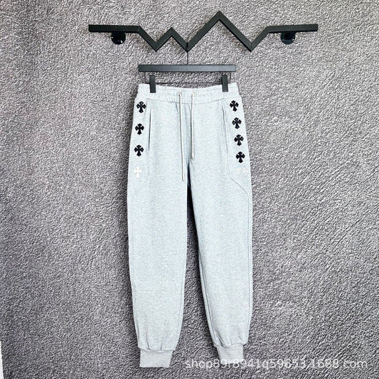 Chrome Hearts Side-Cross Applique Lounge Pants (Light Grey)