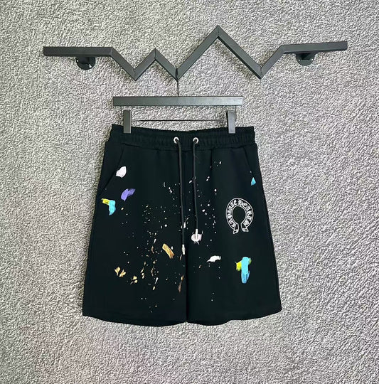 Chrome Hearts Black Paint Splatter & Horseshoe Sweatshorts
