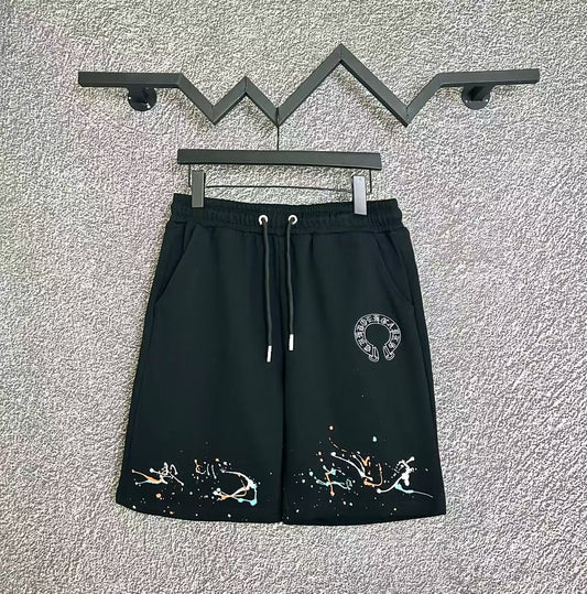 Chrome Hearts Black Paint Splatter & Horseshoe Sweatshorts