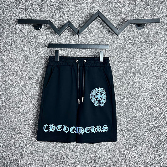 Chrome Hearts Black Horseshoe & White Script Sweatshorts