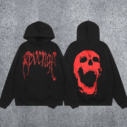 REVENGE Skull Graphic Fleece Hoodie